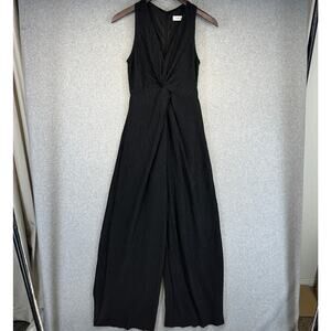 Floret Studios Plisse Sleeveless Wide Leg Jumpsuit Women Size XS Black Polyester